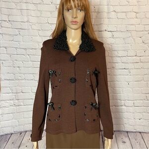 New Vintage Jules of Margate Brown Knit Cardigan Jacket Size S